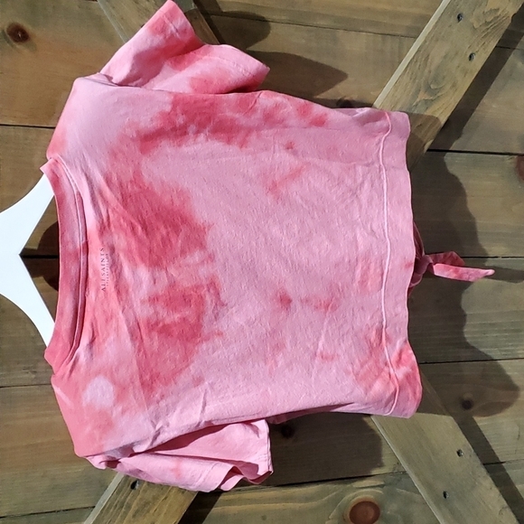 ALL SAINTS PINK TIE DYE CROP TOP W SHOULDER PADS SIZE X-SMALL - Picture 7 of 8